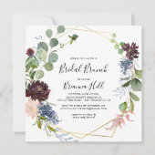 Burgundy Gold Bridal Brunch Brautparty Einladung (Vorderseite)