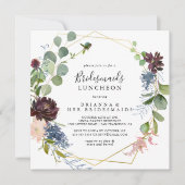 Burgundy Gold Bridesmaids Luncheon Dusche Einladung (Vorderseite)