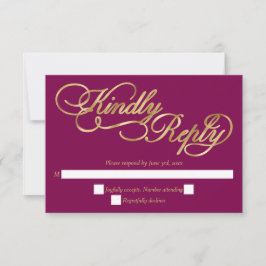 Burgundy & Gold Calligraphy Formal Wedding RSVP Karte