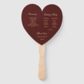 Burgundy Gold Calligraphy Heart Wedding Program Fächer (Rückseite)