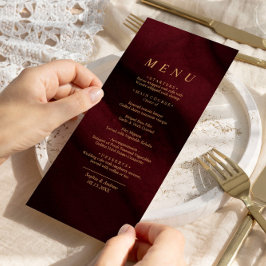 Burgundy & Gold Calligraphy Wedding Menu Menükarte