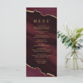 Burgundy Gold Calligraphy Wedding Menu Menükarte (Stehend Vorderseite)