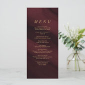 Burgundy & Gold Calligraphy Wedding Menu Menükarte (Stehend Vorderseite)