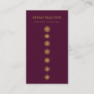 burgundy & Gold Chakra Energy Healer Visitenkarte