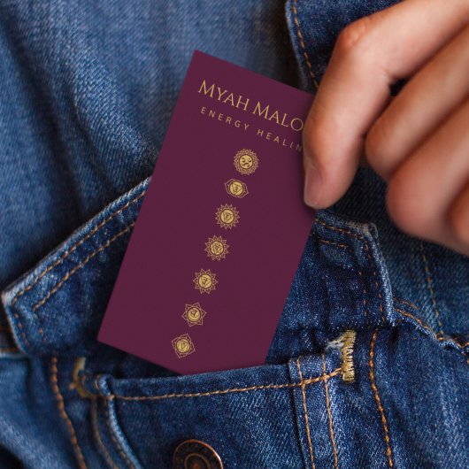 burgundy & Gold Chakra Energy Healer Visitenkarte