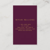 burgundy & Gold Chakra Energy Healer Visitenkarte (Rückseite)