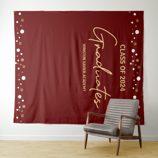 Burgundy Gold Class of 2024 Graduates Background Wandteppich (Beispiel (Horizontal))