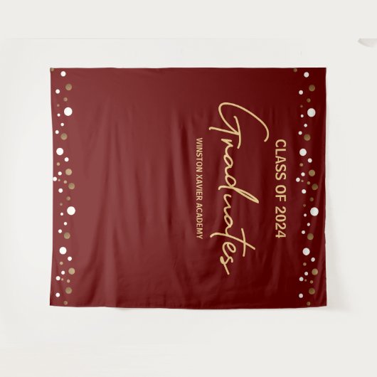 Burgundy Gold Class of 2024 Graduates Background Wandteppich (Vorderseite (Horizontal))
