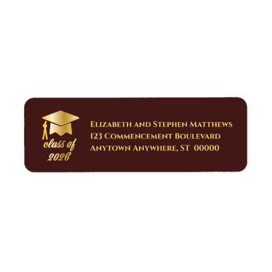 Burgundy | Gold Class of 2026 Graduation Cap Label (Vorne)