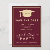 Burgundy Gold Classic Abschluss Save the Date (Vorderseite)