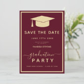Burgundy Gold Classic Abschluss Save the Date (Stehend Vorderseite)