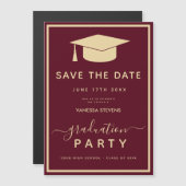 Burgundy Gold Classic Abschluss Save the Date Magneteinladung (Vorne/Hinten)