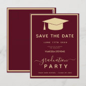 Burgundy Gold Classic Abschluss Save the Date Postkarte (Vorne/Hinten)