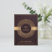 BURGUNDY GOLD CLASSIC VERZIERT MANDALA SAVE THE DA ANKÜNDIGUNGSPOSTKARTE (Stehend Vorderseite)