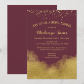 Burgundy Gold Confetti Bridal Dusche Einladung (Vorne/Hinten)