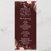 Burgundy Gold Confetti Floral Wedding Program Programm (Vorderseite)