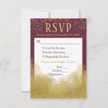 Burgundy Gold Confetti UAWG Wedding Response Meal