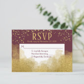 Burgundy Gold Confetti UAWG Wedding Response RSVP Karte (Stehend Vorderseite)