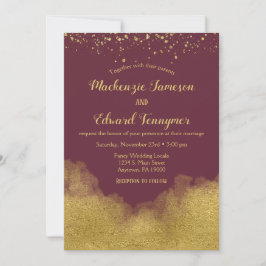 Burgundy Gold Confetti Wedding Einladung Elegant