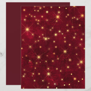 Burgundy Gold Constellation Pattern Scrapbook Pape