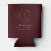 Burgundy & Gold Crest Monogram Wedding Favor Dosenkühler (Vorderseite)