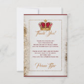 Burgundy & Gold Crown Baby Dusche Danke Karte (Vorderseite)