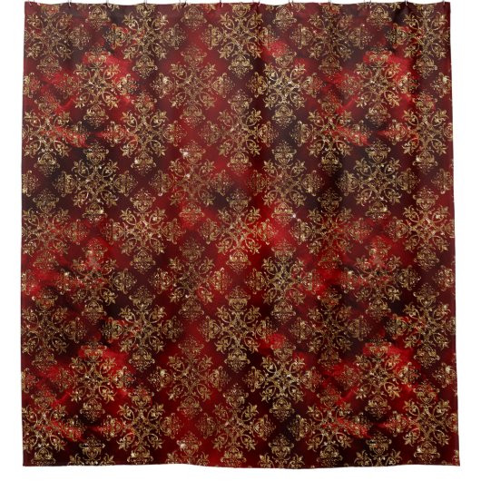 Burgundy Gold Damask Duschvorhang (Vorderseite)