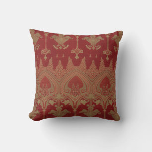 Burgundy Gold Damask Vintag Elegantes Brokat Kissen