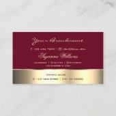 Burgundy Gold Dekoration Niedliche Rose Blume Mode Visitenkarte (Rückseite)