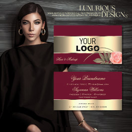 Burgundy Gold Dekoration und Niedliche Rose Blume  Visitenkarte