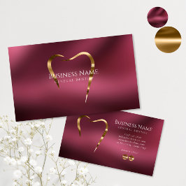 Burgundy & Gold Dentist Business Card Visitenkarte