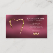 Burgundy & Gold Dentist Business Card Visitenkarte (Rückseite)
