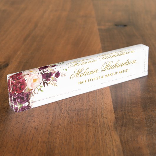 Burgundy-Gold der Flora Namensplakette (Seite)