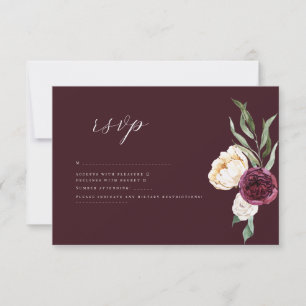 Burgundy Gold - Elegant Floral Luxe Hochzeit RSVP Karte