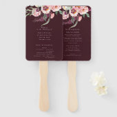 Burgundy Gold - Elegant Floral Luxe Hochzeitsprogr Fächer (Vorne und Hinten)