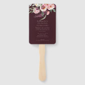 Burgundy Gold - Elegant Floral Luxe Hochzeitsprogr Fächer (Rückseite)