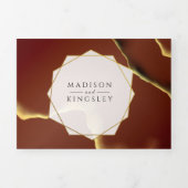 Burgundy Gold 🌿 Elegant Inky Abstrakt Hochzeit Dreifach Gefaltete Einladung (Cover)
