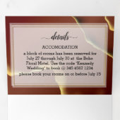 Burgundy Gold 🌿 Elegant Inky Abstrakt Hochzeit Dreifach Gefaltete Einladung (Innen Erste Seite)