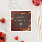 Burgundy Gold 🌿 Elegant Inky Abstrakt Hochzeit Serviette (Beispiel)