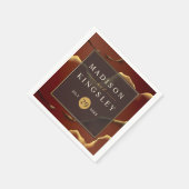 Burgundy Gold 🌿 Elegant Inky Abstrakt Hochzeit Serviette (Ecke)