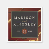 Burgundy Gold 🌿 Elegant Inky Abstrakt Hochzeit Serviette (Vorderseite)