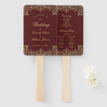 Burgundy Gold Elegantes Hochzeitsprogramm für Vint