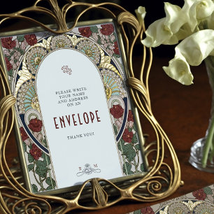 Burgundy Gold Envelope Sign Vintage Wedding Sign Foliendrucke