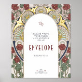 Burgundy Gold Envelope Sign Vintage Wedding Sign Foliendrucke (Vorderseite)