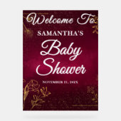 Burgundy Gold Fall Baby Dusche Willkommen Acrylschild (Vorderseite)