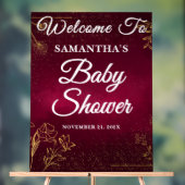 Burgundy Gold Fall Baby Dusche Willkommen Acrylschild (Neutral)