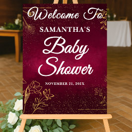 Burgundy Gold Fall Baby Dusche Willkommen Acrylschild