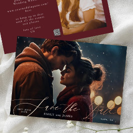 Burgundy & Gold Fall Calligrafy Wedding Foto Folieneinladung