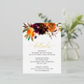 Burgundy Gold Fall Floral Wedding Card Folie Einladungspostkarte (Stehend vorne)