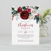 Burgundy Gold Festive Foliage Christmas Party Folieneinladung (Stehend vorne)